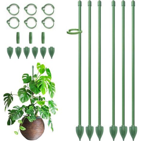 6er-set Pflanzenstützen – 30 Cm – Grün – Verstellbare Stützen Mit Clips – Kletterhilfe Für Monstera, Orchideen Und Blumen