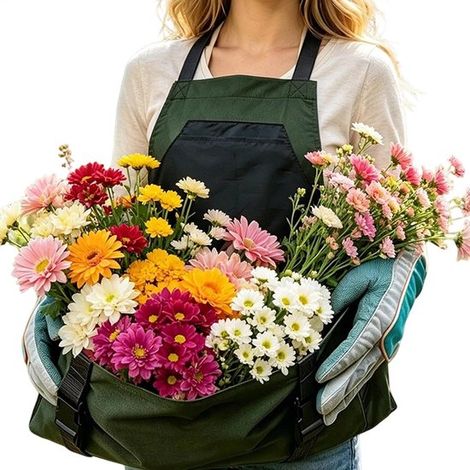 Gartenschürze Mit Taschen – Grün – Ernteschürze – Gartenarbeit Und Pflücken