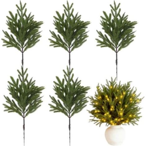 Weihnachtszweige - 5 Stück - 41 Cm - Dekorative Kunststoffzweige - Künstliche Tannenzweige - Beleuchtete Zweige