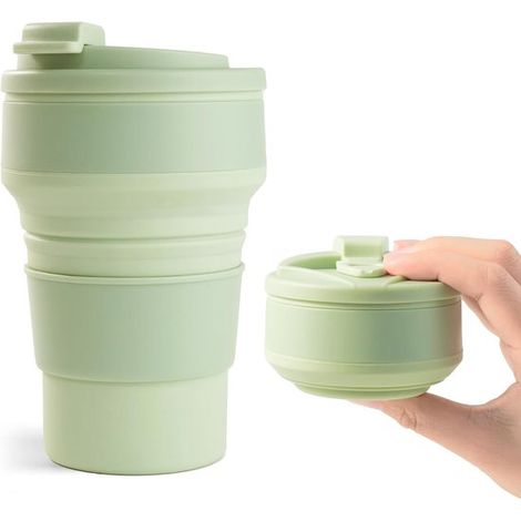 Faltbarer Silikonbecher – 500 Ml – Grün – Reisebecher – Tragbarer Kaffeebecher