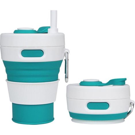 Faltbarer Kaffeebecher Mit Strohhalm – 450 Ml – Reisebecher – Kaffeebecher Für Unterwegs