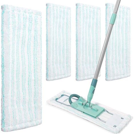 Ersatz-wischmopptücher – 5er-pack – 47 X 15 Cm – Weiß/grün – Kompatibel Mit Leifheit Profi Xl – Mikrofasertücher