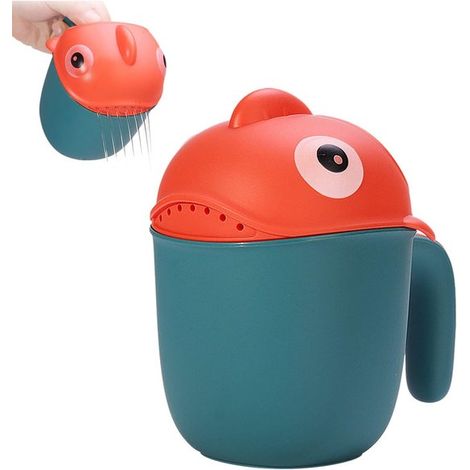 Baby-spülbecher – Grün/orange – Wäscht Die Haare Ohne Tränen – Waschschlauch Mit Fischborsten