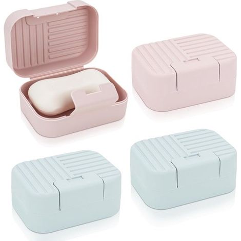 4er-set Seifenschalen – 11 X 7,5 X 5 Cm – Grün/rosa – Seifenbox Mit Deckel – Seifenschale