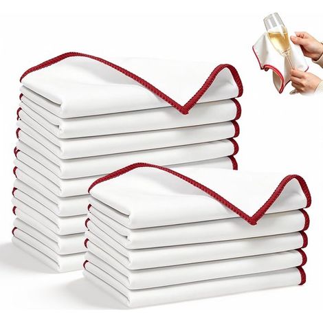 Set Mit 14 Glaspoliertüchern – 30 X 30 Cm – Mikrofasertücher Für Gläser – Streifen- Und Fusselfrei