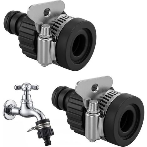 Wasserhahnanschluss – 3er-pack – 6,2 X 3,3 Cm – Schwarz Und Silber – Gewindelos, Mit Schlauchschelle