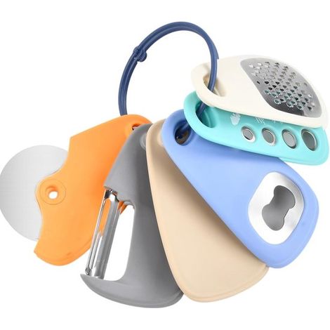 6-in-1 Tragbares Küchenutensilien-set: Käsereibe, Pizzaschneider, Kräuterschäler, Flaschenöffner, Obstschäler, Küchenzubehör Für Camping Und Zuhause, Mu