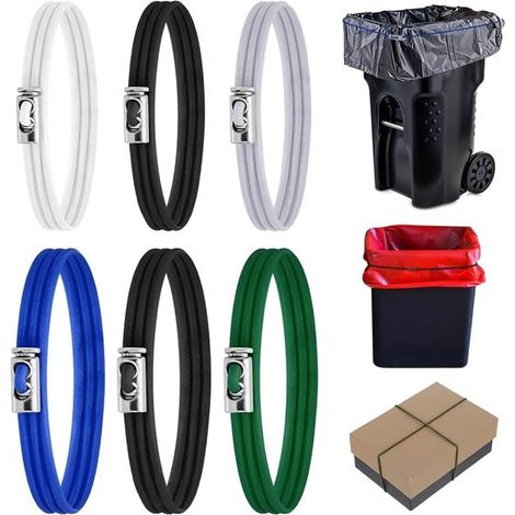 Set Mit 6 Verstellbaren Mülltonnenbändern – Umfang 70 Cm – Passend Für Mülltonnen Von 13 Bis 30 Gallonen – Mülltonnengummis