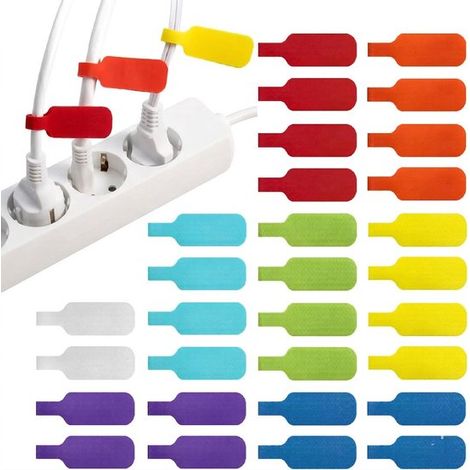 Klett-kabelanhänger – 30 Stück – 8 Farben – Beschreibbare Etiketten – Kennzeichnungsetiketten Für Kabel Und Leitungen