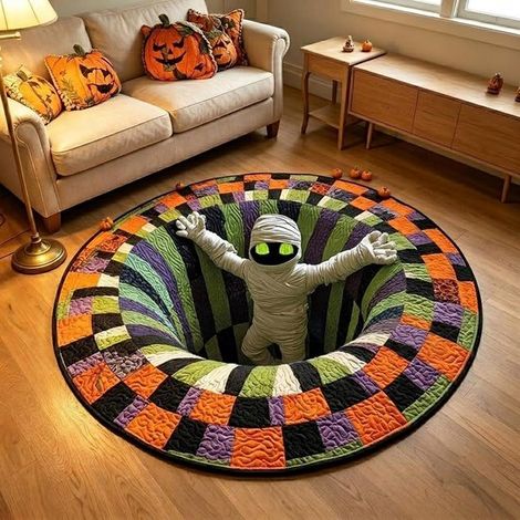 3d-halloween-teppich – 80 X 80 Cm – Wohnzimmerteppich – Mit Rutschfester Unterseite