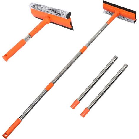 2-in-1 Fensterabzieher – Mit Teleskopstiel Und Drehbarem Rad (25–145 Cm) – Fensterreiniger