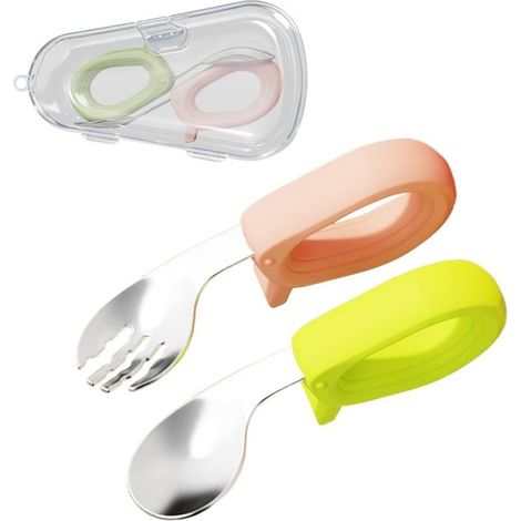 Kinderbesteck-set – 2-teilig – Babygabel Und -löffel Mit Silikongriff