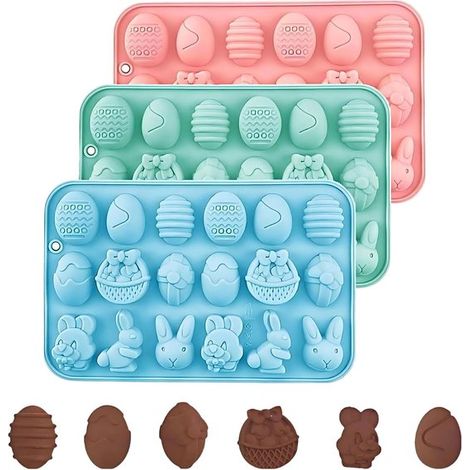 Oster-silikonform-backform – 3er-set – Silikonform Für Pralinen, Fondant Und Eiswürfel – Pastellfarben