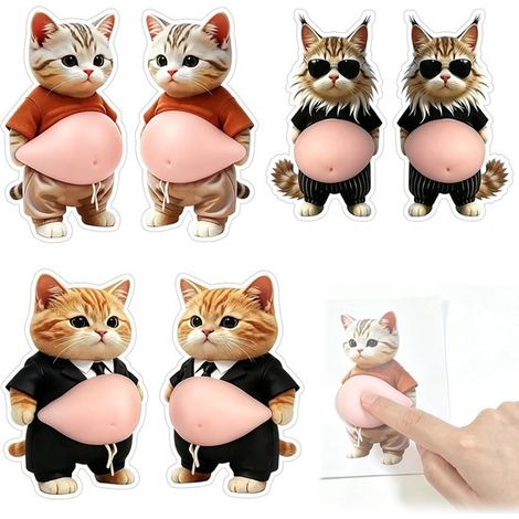Set Mit 3 3d-katzenbauchaufklebern – Silikon-türstopper – 6 Antikollisionsaufkleber – Stoßstangen