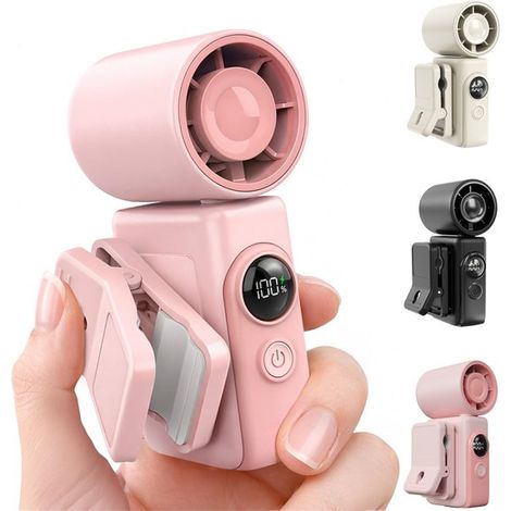 2-in-1-tragbarer Ventilator Mit Clip – 9 Cm – Rosa – Turbomodus 13.500 U/min – Taschenventilator