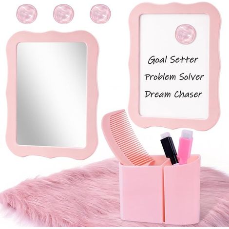 Magnetisches Schließfachzubehör – 10-teiliges Set – Rosa – Magnetischer Stifthalter – Magnetischer Spiegel