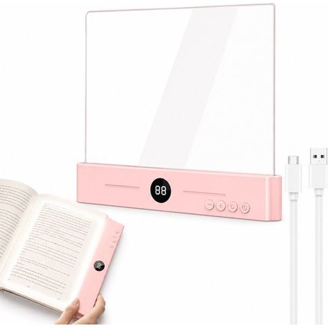 Led-lesetafel – Rosa – Transparente Leselampe – Intelligenter Timer Und Display