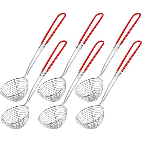 6er-set Fonduesiebe – 27 Cm – Durchmesser 6,5 Cm – Rot – Edelstahl – Siebe Für Chinesisches Fondue