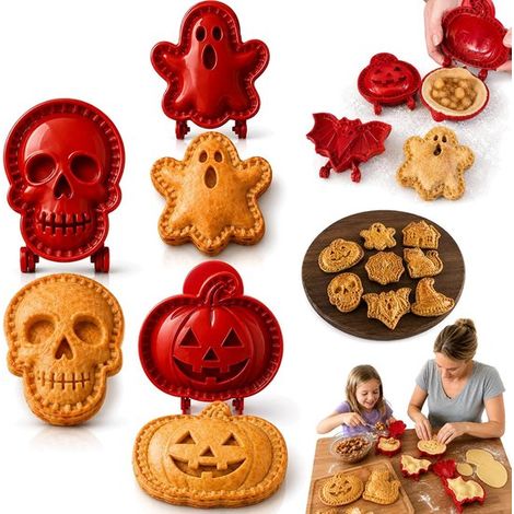 Set Mit 3 Handgefertigten Kuchenformen – Ausstechformen – Ausstechformen Für Halloween Und Weihnachten – 8 X 8 X 2 Cm