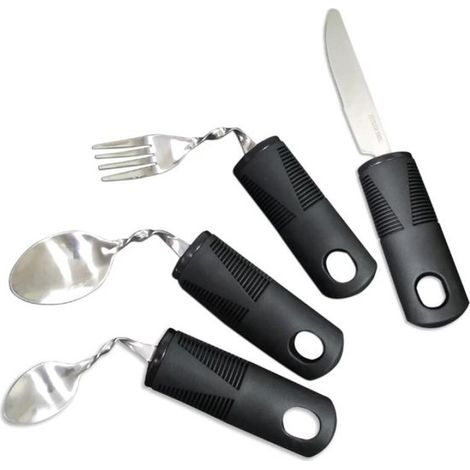 Geeignetes Besteck - 4-teilig - Schwarz - Dickes Besteck - Klappbesteck