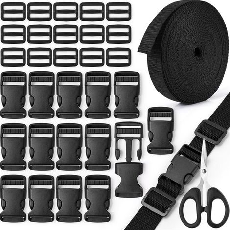 Robuster Nylon-brustgurt Für Rucksäcke (10 Meter) – 15 Tri-glide-schlaufen – 15 Flache Schnallen