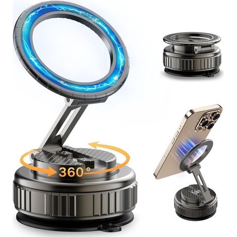 Magnetische Vakuum-autohalterung Für Handys – 360° Drehbar Und Faltbar – Kompatibel Mit Iphone Und Allen Smartphones
