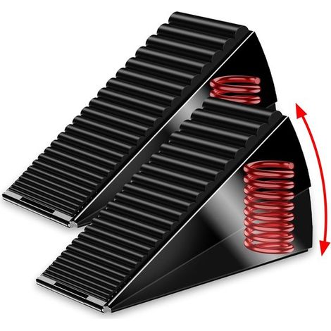Zweiteiliger Türstopper – 13 X 4,6 X 7,6 Cm – Schwarz – Hoher Türstopper Mit Verstellbarer Feder – Rutschfester Türstopper Aus Gummi