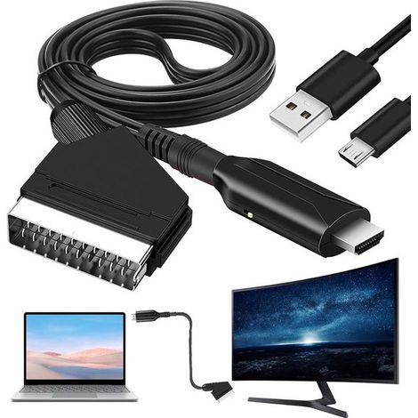 Scart-zu-hdmi-adapter: All-in-one-video- Und Audiokonverter, 1080p/720p Mit Kabel Für Hdtv, Set-top-box, Videorecorder, Xbox, Ps3, Sky, Dvd Und Blu-ray