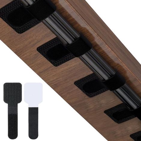 60 Selbstklebende Klett-kabelbinder (30 Mm X 90 Mm) – Schwarz – Verstellbare Kabelmanagement-streifen – Für Schreibtisch, Pc Und Fernseher
