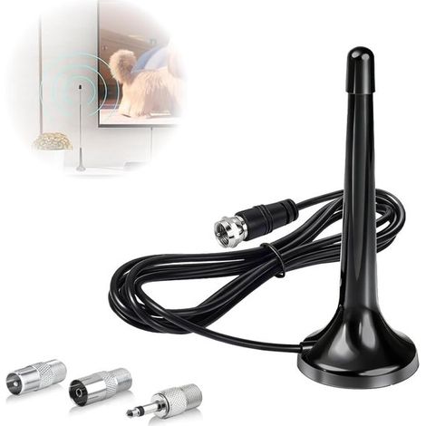 75-ohm-teleskopantenne Für Fm/dab-radio – Mit 3 Adaptern – Aktive Digitalantenne