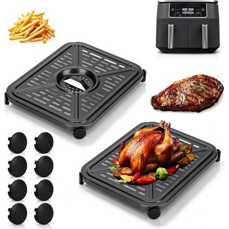 Kochmatte Für Heißluftfritteusen – 2er-pack – Kompatibel Mit Ninja Foodi Modellen Af400uk Und Dz401 (9,5 L) – 20,3 X 16 Cm