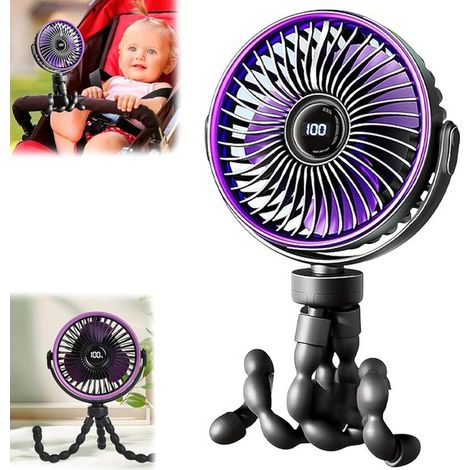 Luxus-kinderwagenventilator – Schwarz – 2000 Mah – 5 Geschwindigkeitsstufen