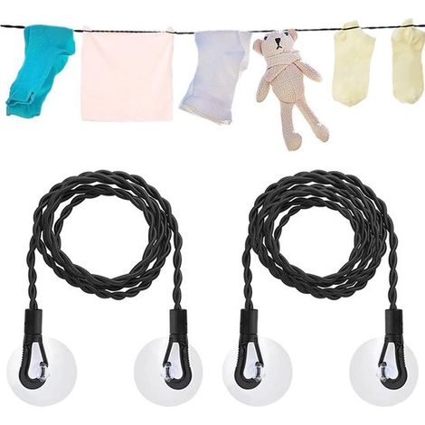 Set Mit 2 Ausziehbaren Wäscheleinen (1,5 M Und 3 M) – Elastische Wäscheleine – Mit Haken Und Saugnapf