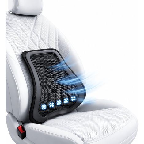 Belüftete Lendenwirbelstütze Fürs Auto – 42,5 X 10 X 47 Cm – Schwarz – Belüftete Rückenlehne Fürs Auto – Ergonomisches Rückenkissen