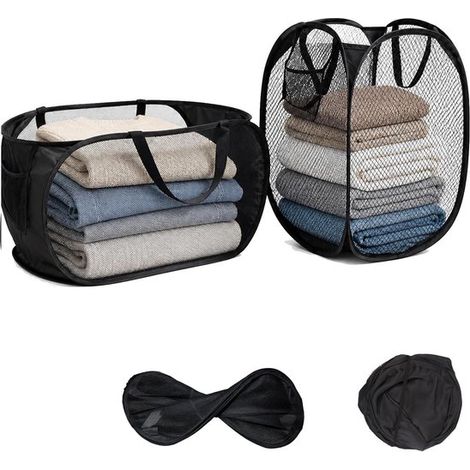 Set Mit 2 Faltbaren Wäschekörben – 36 X 36 X 56 Cm – Pop-up-wäschekorb – Aufbewahrungskorb
