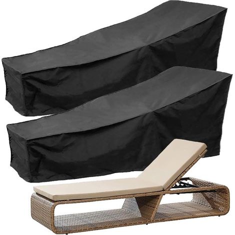 Schwarze Schutzhülle Aus 210d-memory-dichtung (2-teilig) Für Gartenmöbel (210 X 75 X 80 Cm), Ideal Für Liegestühle, Sonnenliegen, Garten- Und Poolbereiche. Inklusive Aufbewahrungstasche.