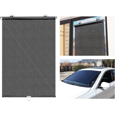 Verdunkelungsrollo Mit Saugnäpfen - 40 X 125 Cm - Schwarz - Sonnenschutz Für Autos - Einziehbarer Sonnenschutz