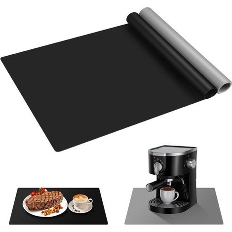 Küchenmatten Aus Silikon (2er-set) – 40 X 60 Cm – Schwarz/grau – Arbeitsplattenschutz – Hitzebeständig