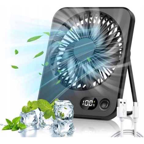 Wiederaufladbarer Tischventilator – 16,3 X 13,2 Cm – Schwarz