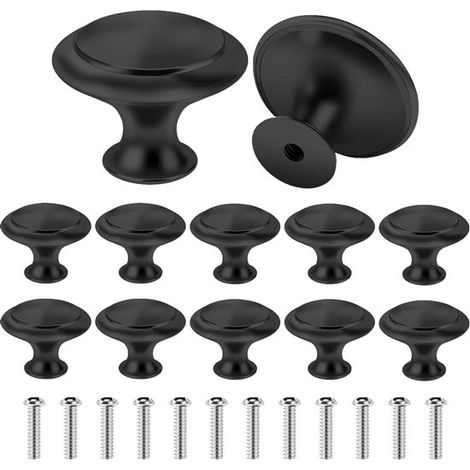 Matte Türknöpfe – 12er-pack – 27 Mm – Schwarz – Knöpfe Für Küchenschränke Und Schubladen – Runde Türknöpfe