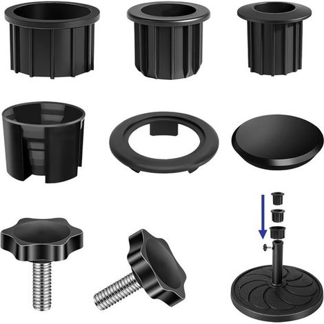 Sonnenschirm-ständeradapterring – 7-teilig – 32/38/48 Mm – Schwarz – Sonnenschirm-adapterset – M8-schrauben Und Unterlegscheiben