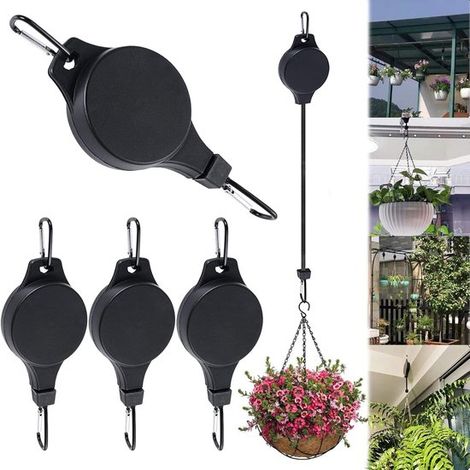 Verstellbare Pflanzenrolle – 4er-set – Ausziehbar Bis 90 Cm – Maximale Traglast: 1 Bis 15 Kg – Schwarz