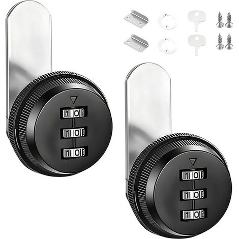 Zahlenschloss – 2er-pack – Passend Für Plattenstärken Von 5 Bis 12 Mm – 20 Mm – Schwarz