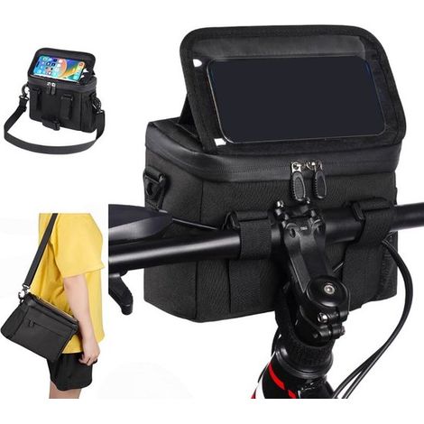 Abnehmbare Lenkertasche Für Fahrräder – 21 X 10,5 X 18 Cm – Wasserabweisend – Tasche Mit Handyhalterung