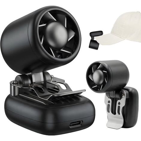 Hutventilator Mit Clip – Schwarz – 3-in-1 Mini-hutventilator Zum Freihalten – Tragbarer Clip-ventilator Mit 3 Geschwindigkeitsstufen