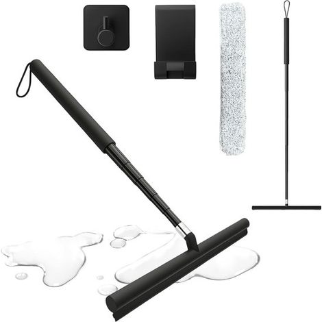 Duschabzieher – Teleskopstiel 30–120 Cm – Schwarz – Multifunktional – Für Bad Und Fenster