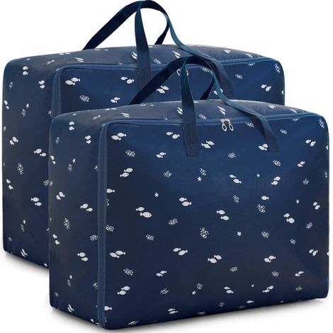 2 Xl-aufbewahrungstaschen – 60 X 50 X 25 Cm – Organizer Für Bettdecken Und Kleidung – Robuste Umzugstasche
