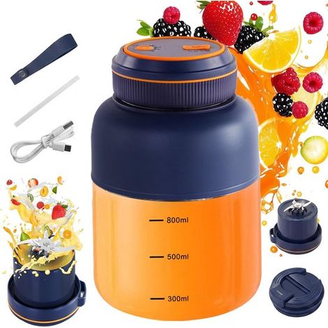 Blender De Voyage - 1300 Ml - 20,5 X 9,5 Cm - Mini-mixer - Mixer Ohne Fil