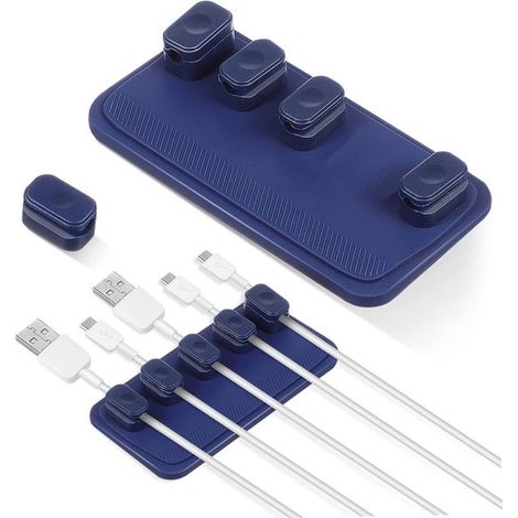 Set Mit 5 Magnetischen Kabelbindern – Blau – Kabelbinder – 3 Verschiedene Größen