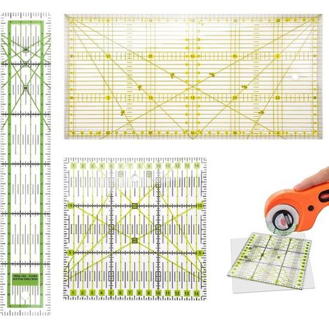 Patchwork-lineal – 3-teilig – 5 X 30 Cm – 15 X 30 Cm – 15 X 15 Cm – Nählineal – Stofflineal